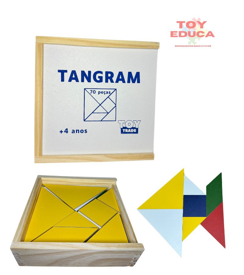 Tangram Estojo Com 70 Peças Brinquedo Educativo Em Madeira Toyeduca